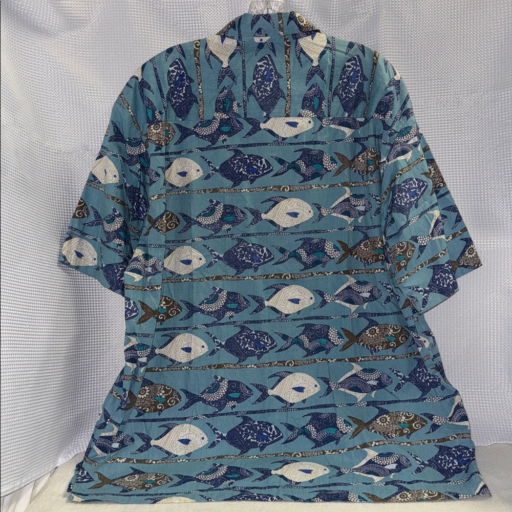 KAHALA Hawaiian Shirt Cotton Blue Pocket Fish Floral Sz XL - Picture 8 of 11